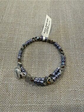 NWT Alex and Ani Glimmer Wrap Bracelet Metallic Blue Silver Finish - With Box